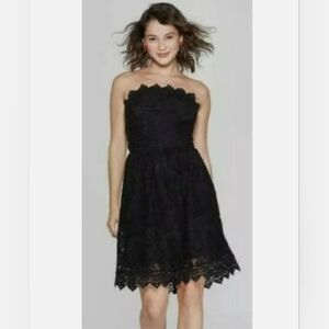 NWT Xhilaration Strapless Black Lace Valentines Party Dress Medium